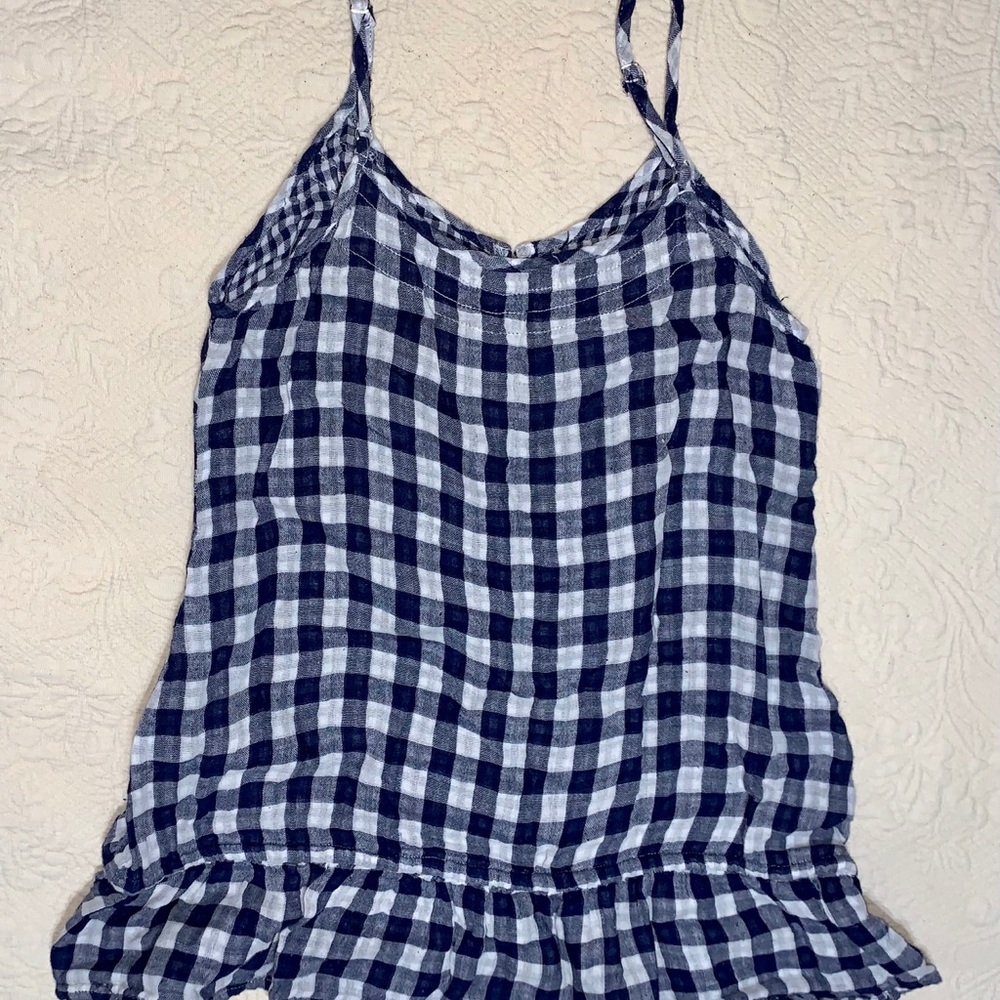 American Rag white and blue gingham blouse - Picture 2 of 5